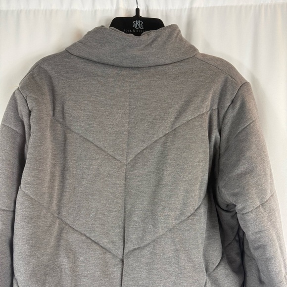 Three Dots Gray Quilted Step Hem Knit Full Zip Jacket Large - Picture 9 of 11